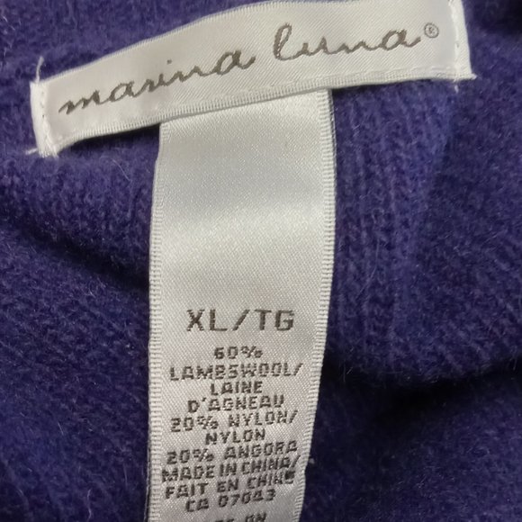 Marina Luna womens wool angora purple cardigan sweater multi colour button sz XL - Picture 5 of 6